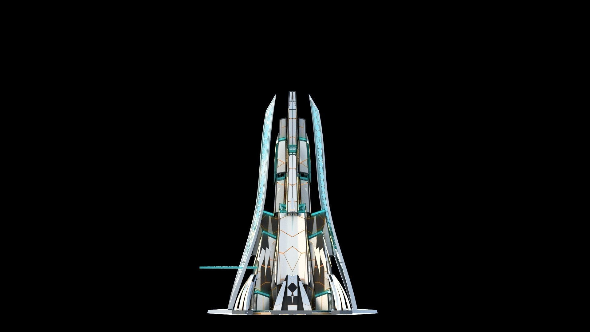 Sci-Fi Futuristic Future City Skyscraper Building 7 3D model_2