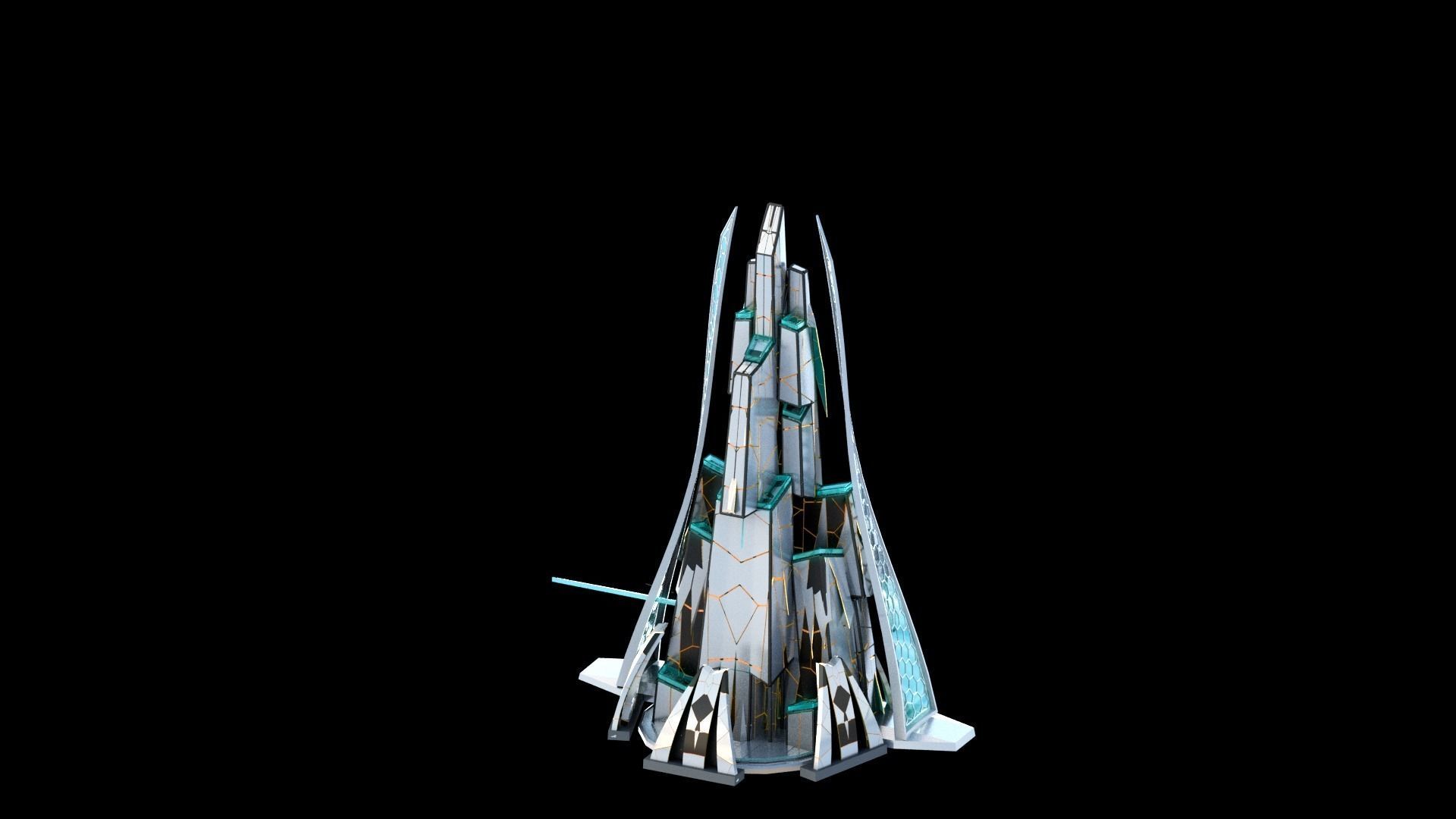 Sci-Fi Futuristic Future City Skyscraper Building 7 3D model_1