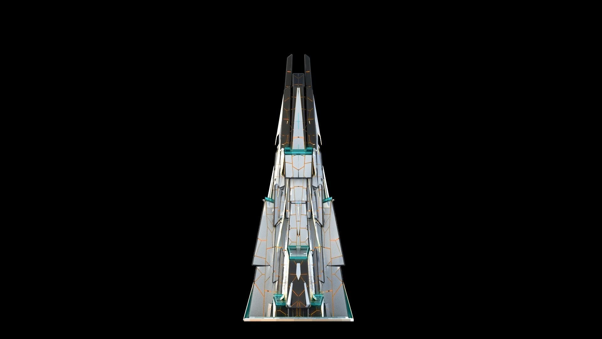 Sci-Fi Futuristic Future City Skyscraper Building 6 3D model_2
