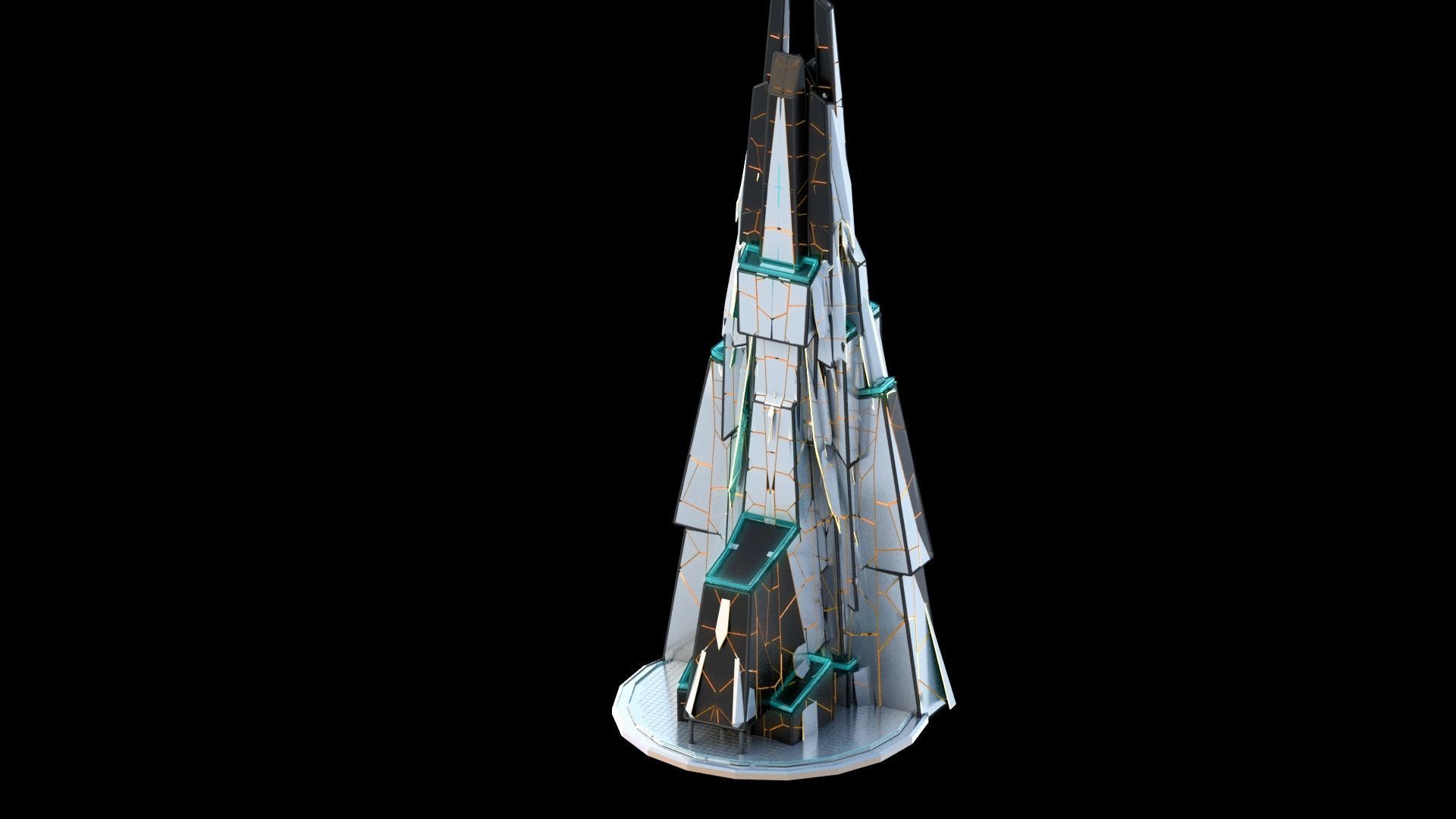 Sci-Fi Futuristic Future City Skyscraper Building 6 3D model_3