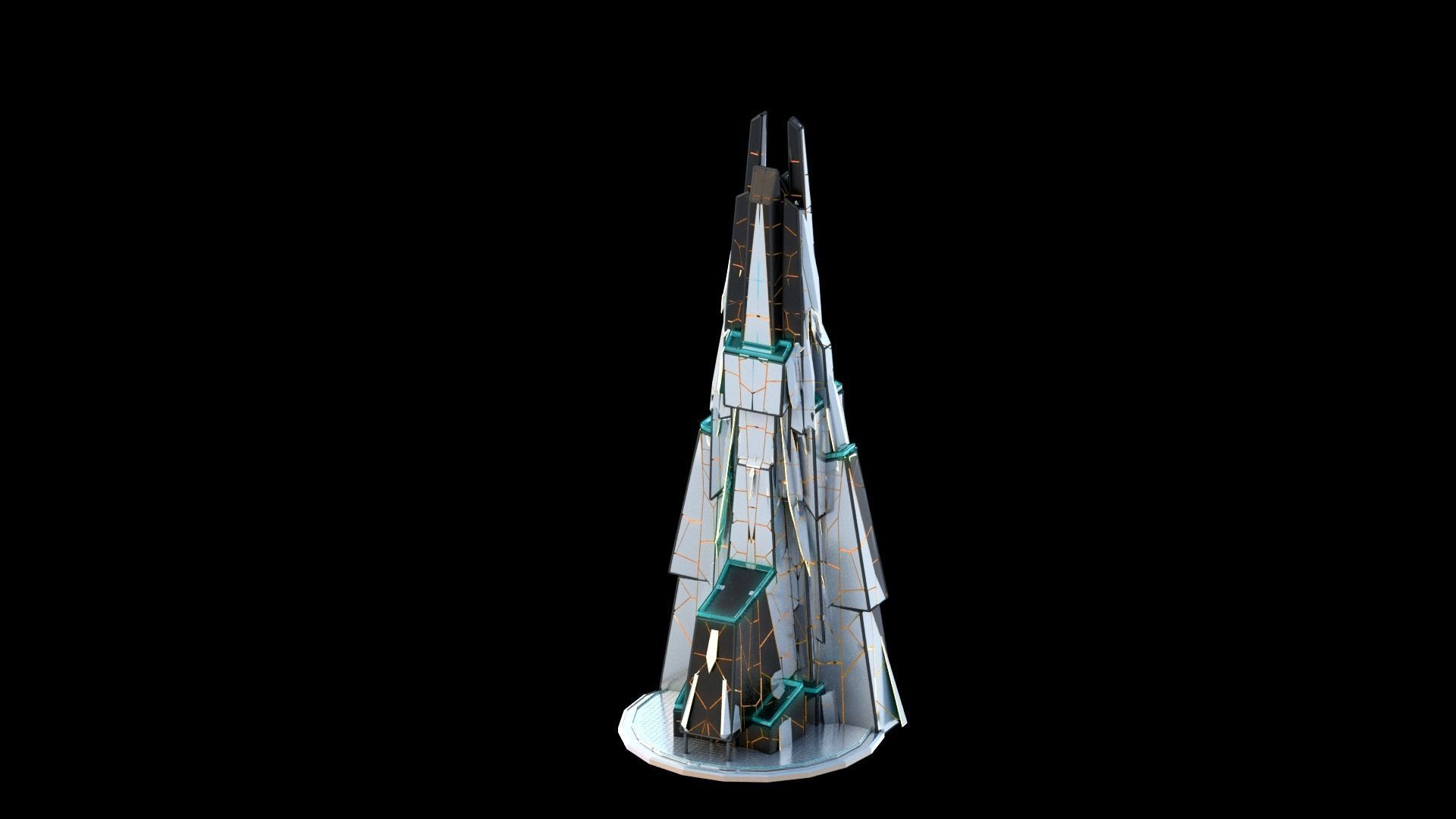 Sci-Fi Futuristic Future City Skyscraper Building 6 3D model_1