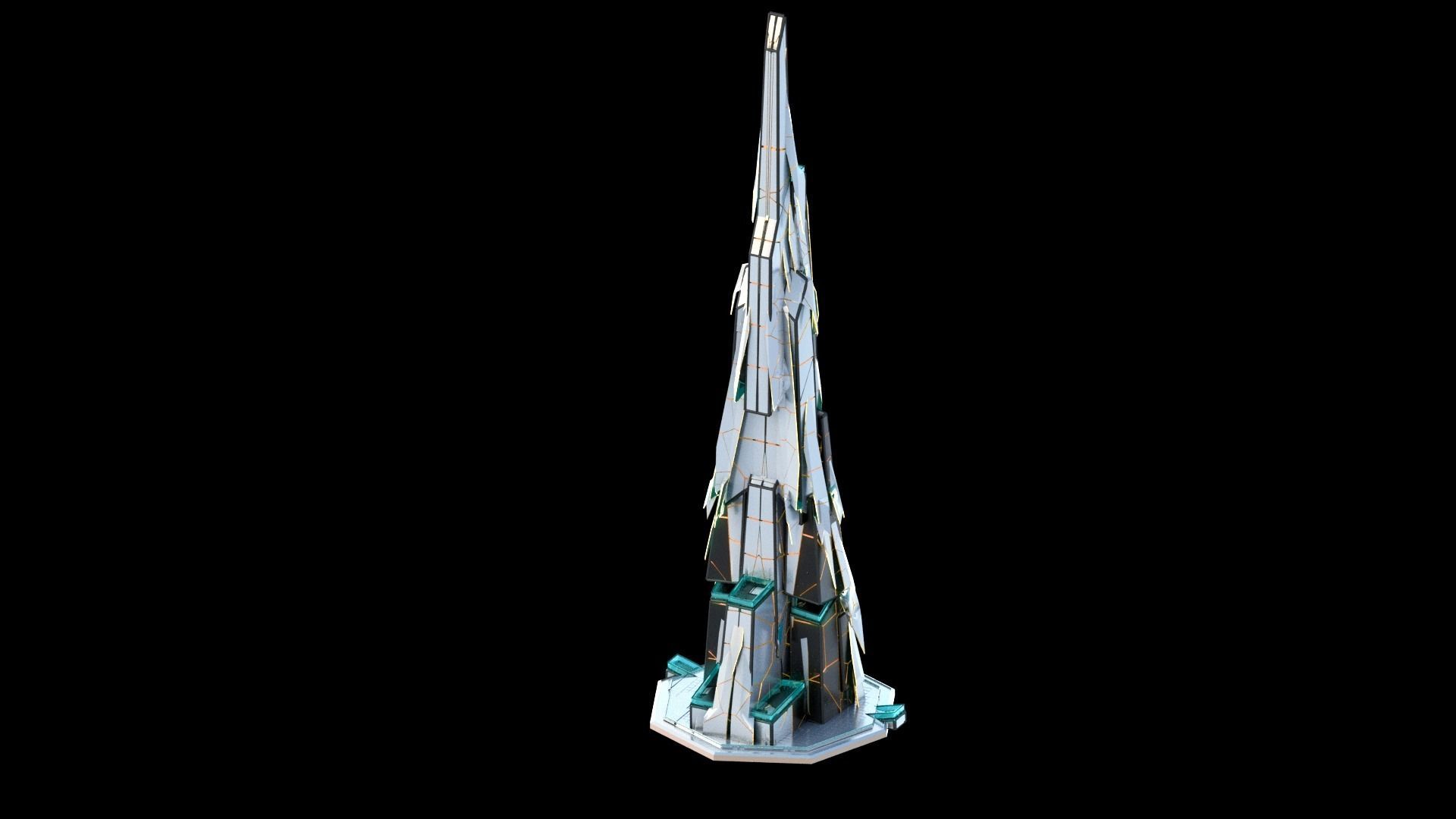 Sci-Fi Futuristic Future City Skyscraper Building 5 3D model_3
