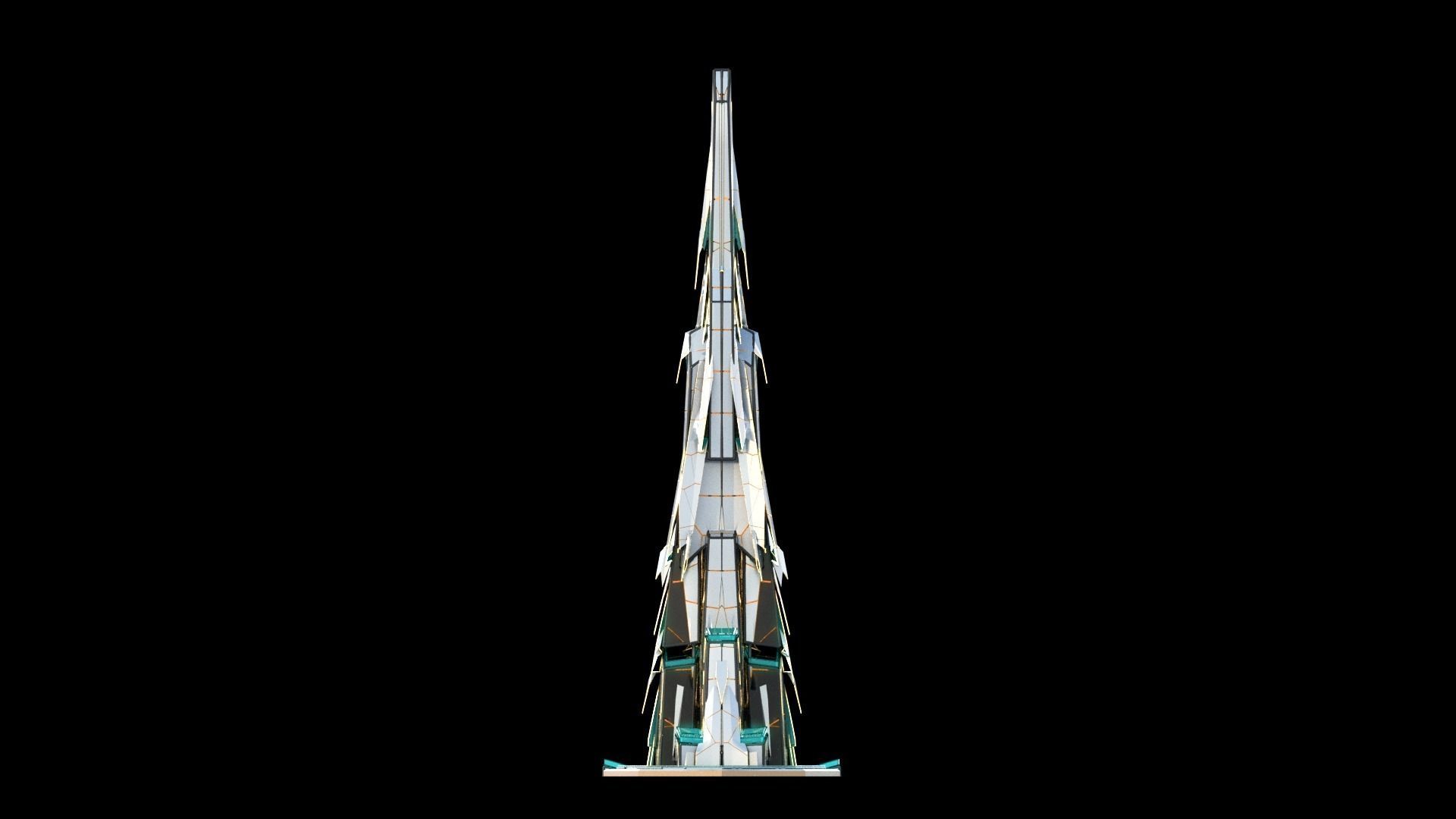 Sci-Fi Futuristic Future City Skyscraper Building 5 3D model_2