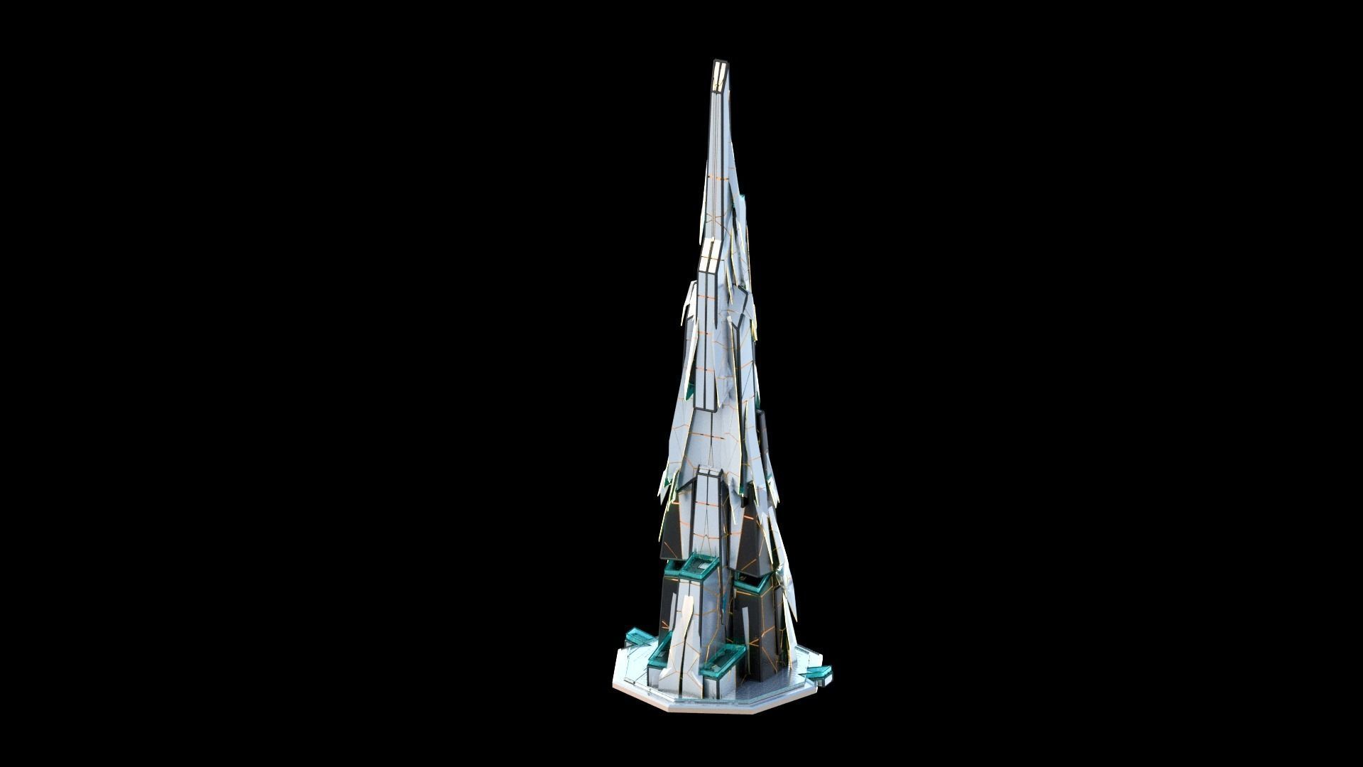 Sci-Fi Futuristic Future City Skyscraper Building 5 3D model_1