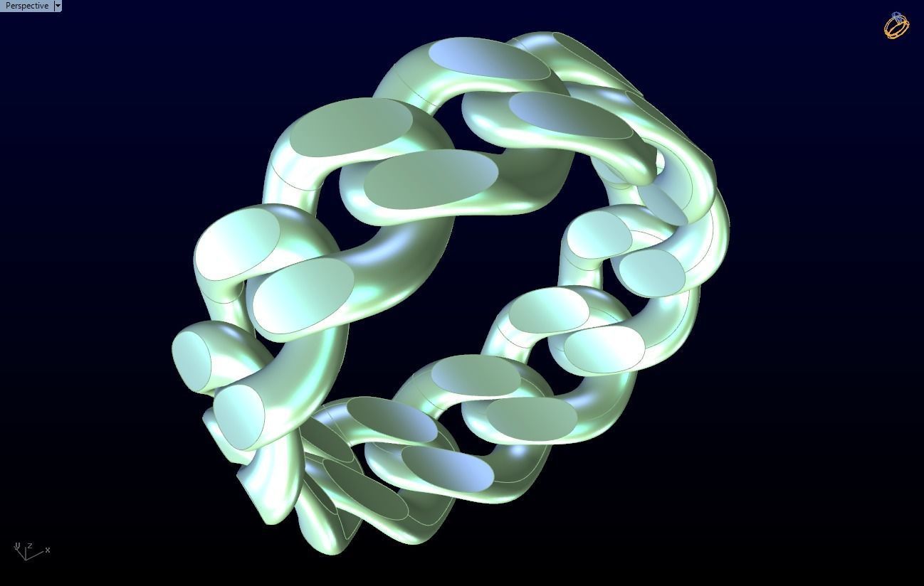 Chain ring - Miami Cuban ring - Link ring - Size 7dot5 - N8531B 3D print model_12