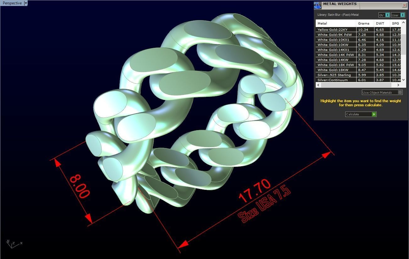 Chain ring - Miami Cuban ring - Link ring - Size 7dot5 - N8531B 3D print model_2