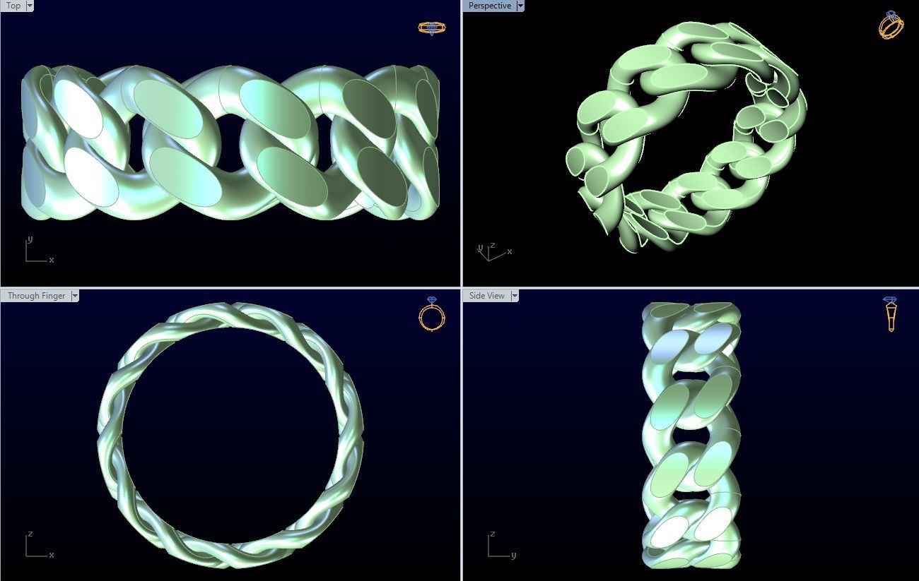 Chain ring - Miami Cuban ring - Link ring - Size 7dot5 - N8531B 3D print model_11