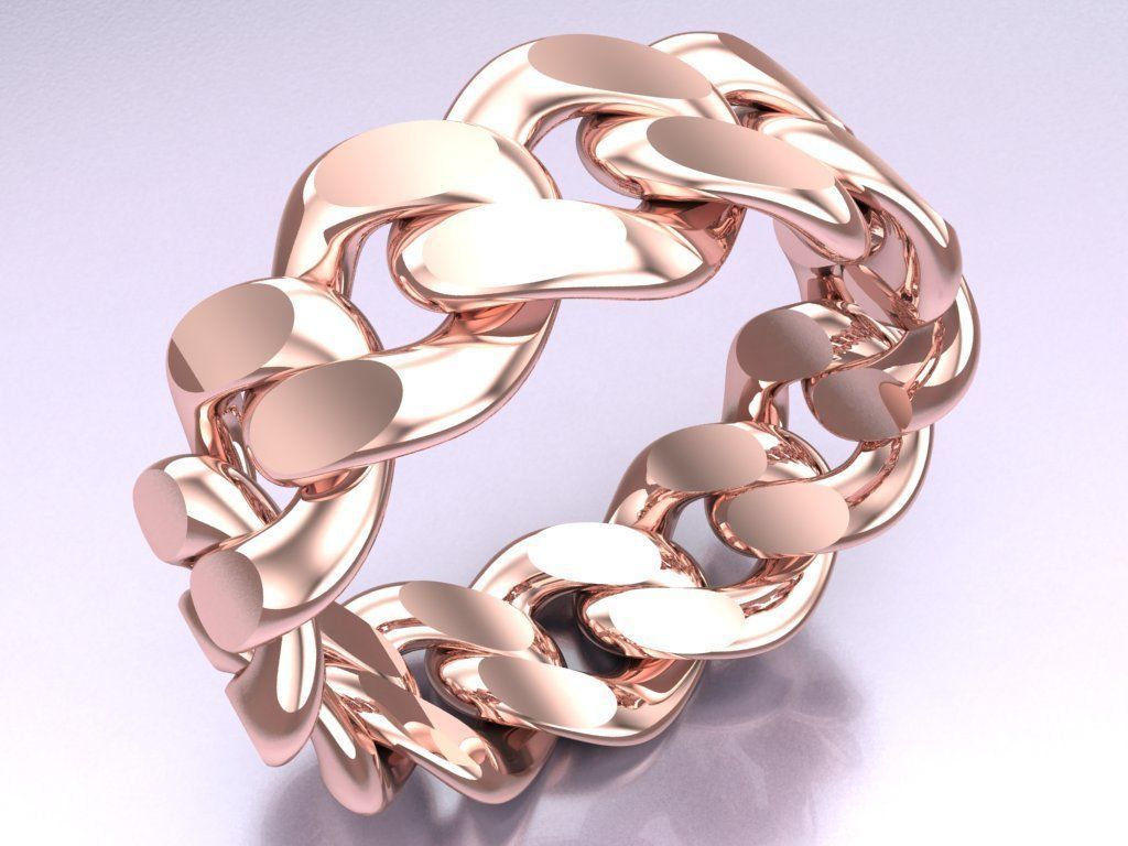 Chain ring - Miami Cuban ring - Link ring - Size 7dot5 - N8531B 3D print model_1