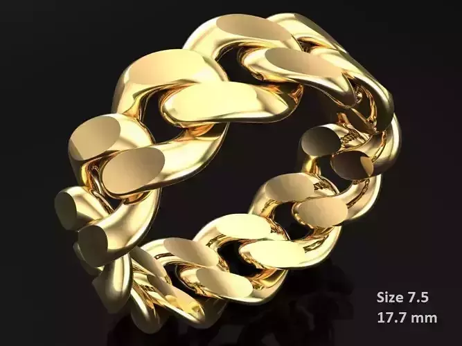 Chain ring - Miami Cuban ring - Link ring - Size 7dot5 - N8531B