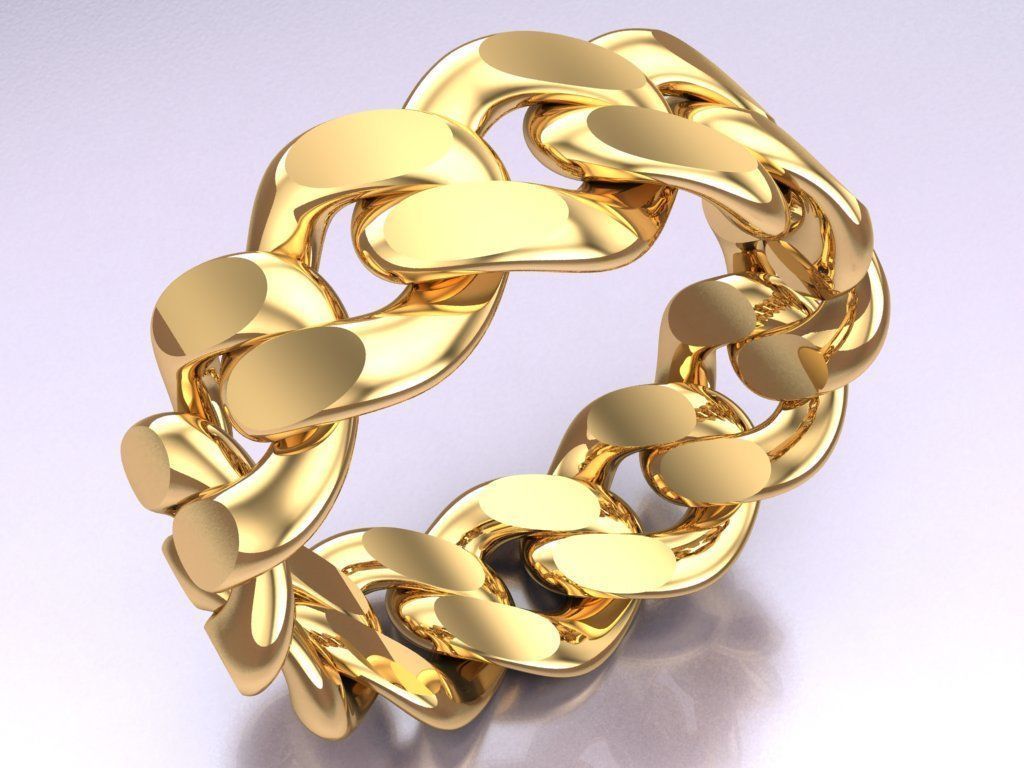 Chain ring - Miami Cuban ring - Link ring - Size 7dot5 - N8531B 3D print model_3