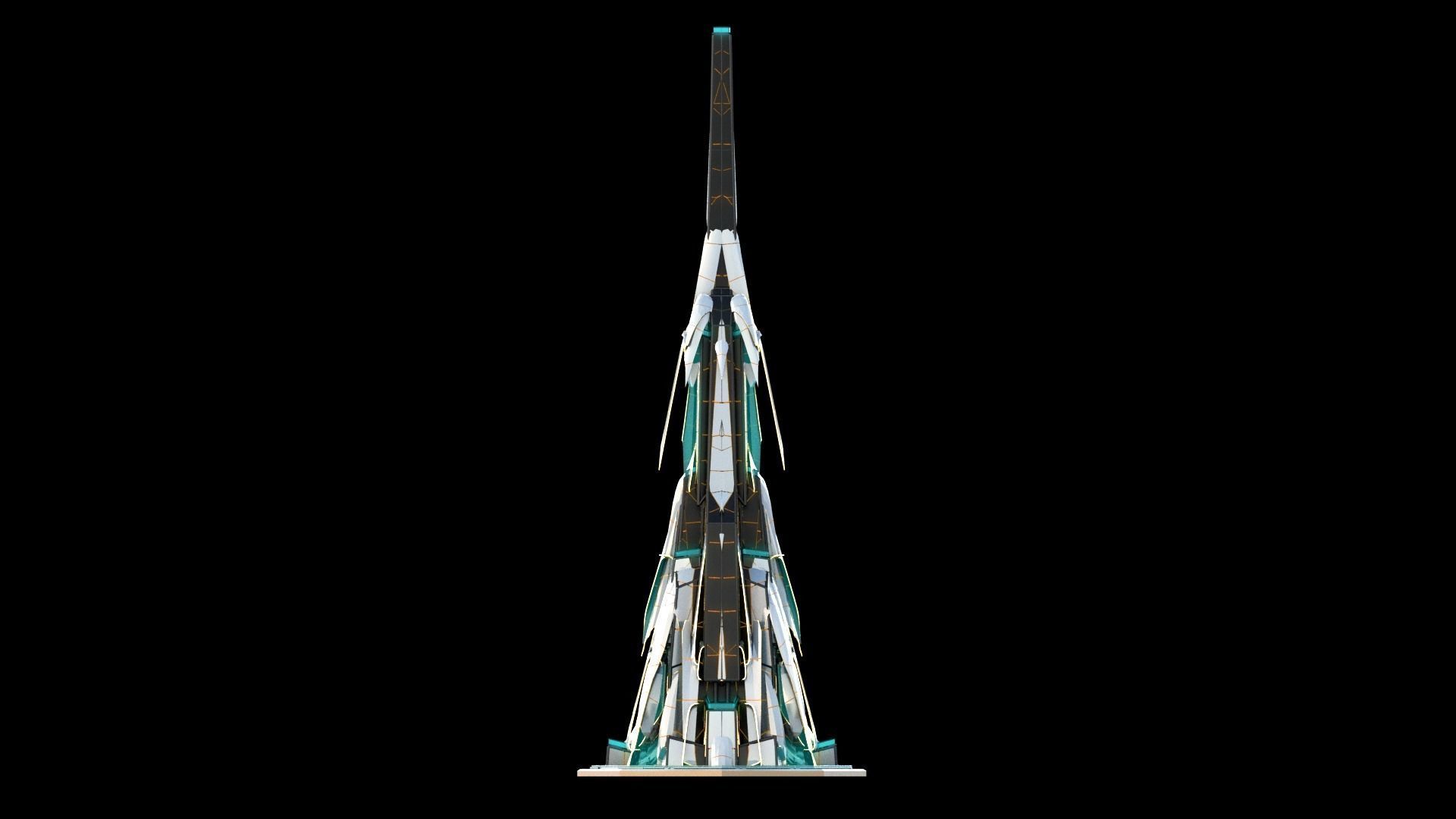 Sci-Fi Futuristic Future City Skyscraper Building 4 3D model_2