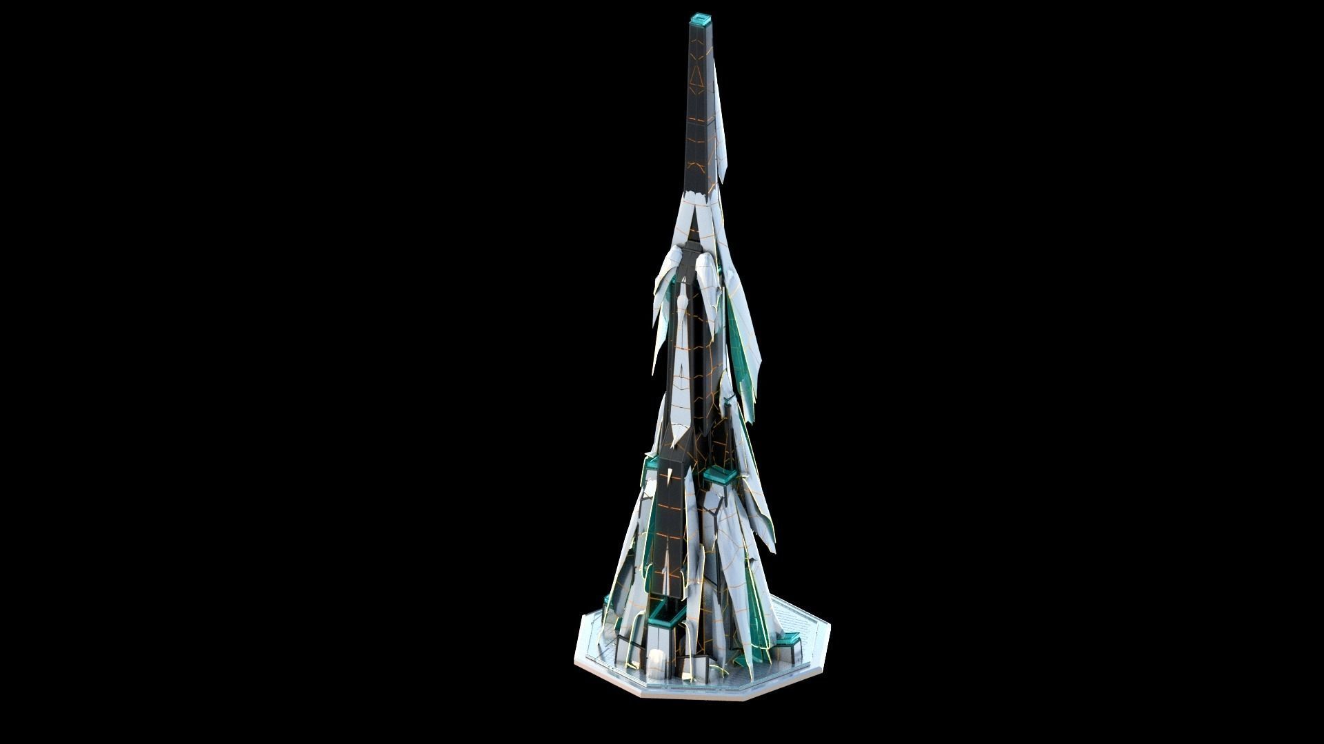 Sci-Fi Futuristic Future City Skyscraper Building 4 3D model_3