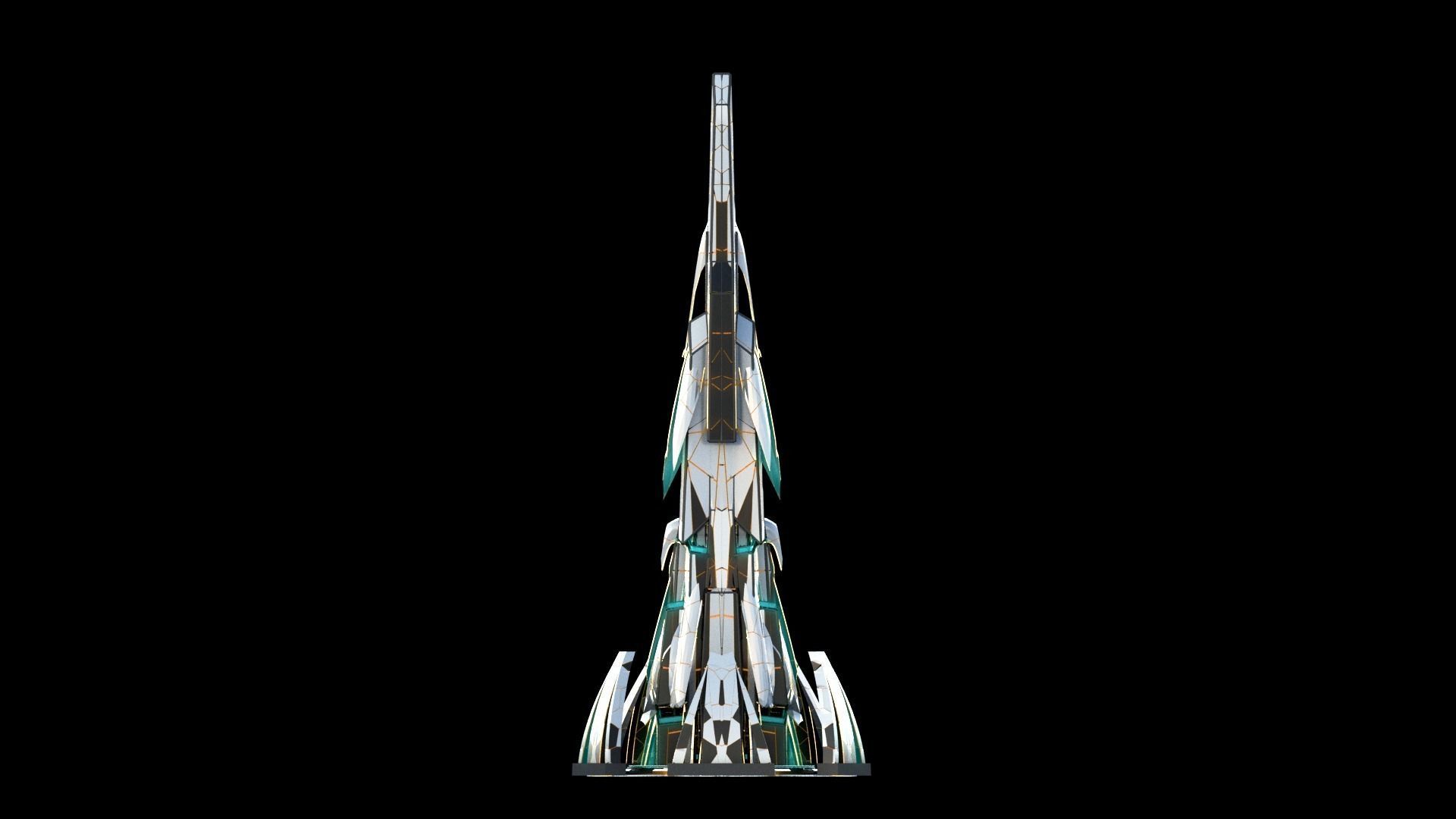 Sci-Fi Futuristic Future City Skyscraper Building 3 3D model_2