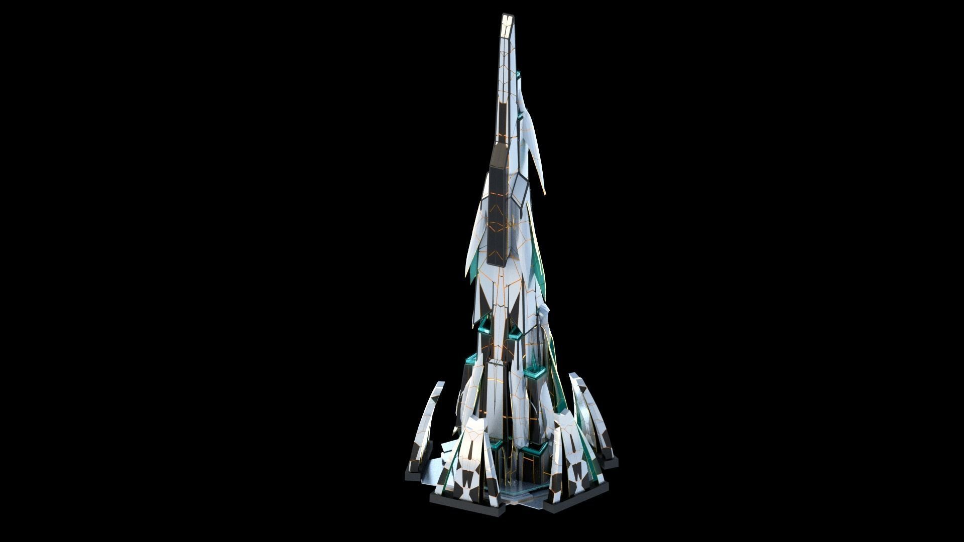 Sci-Fi Futuristic Future City Skyscraper Building 3 3D model_3