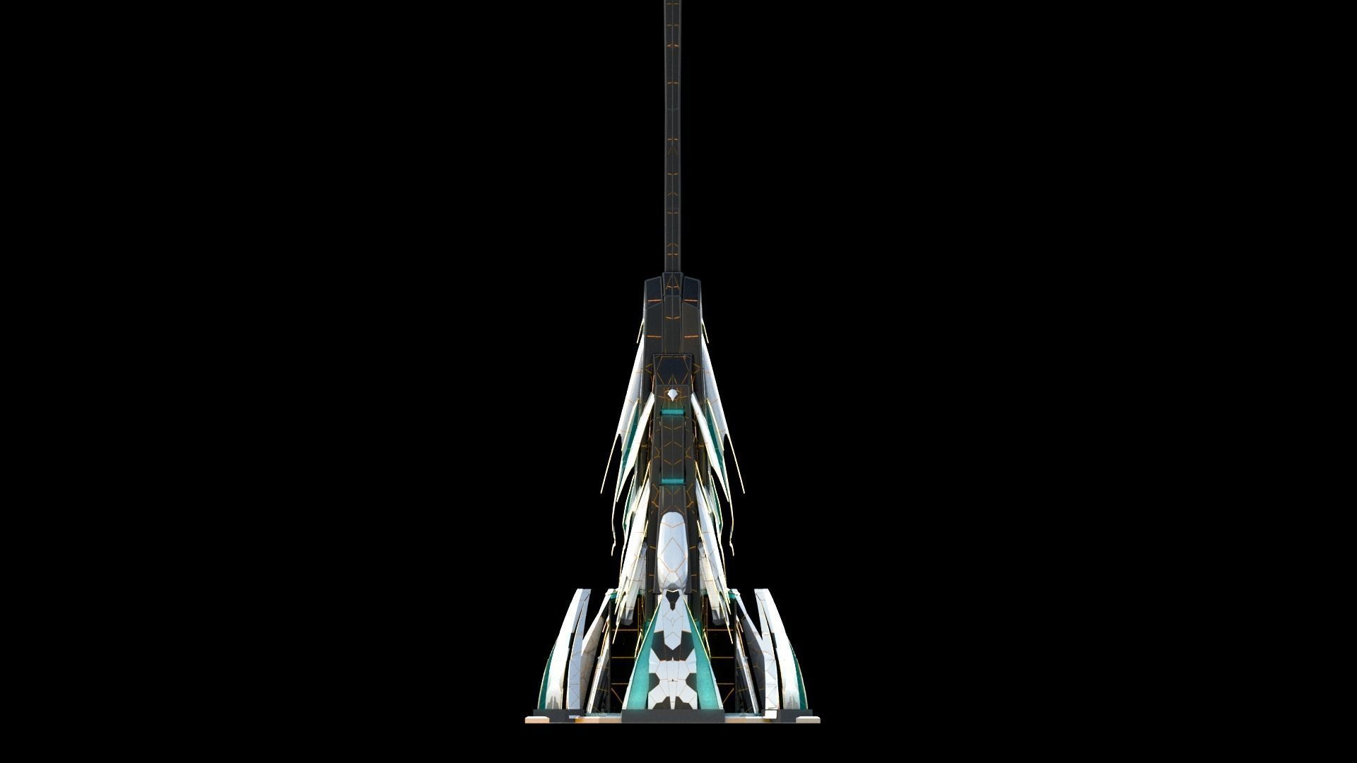 Sci-Fi Futuristic Future City Skyscraper Building 2 3D model_2