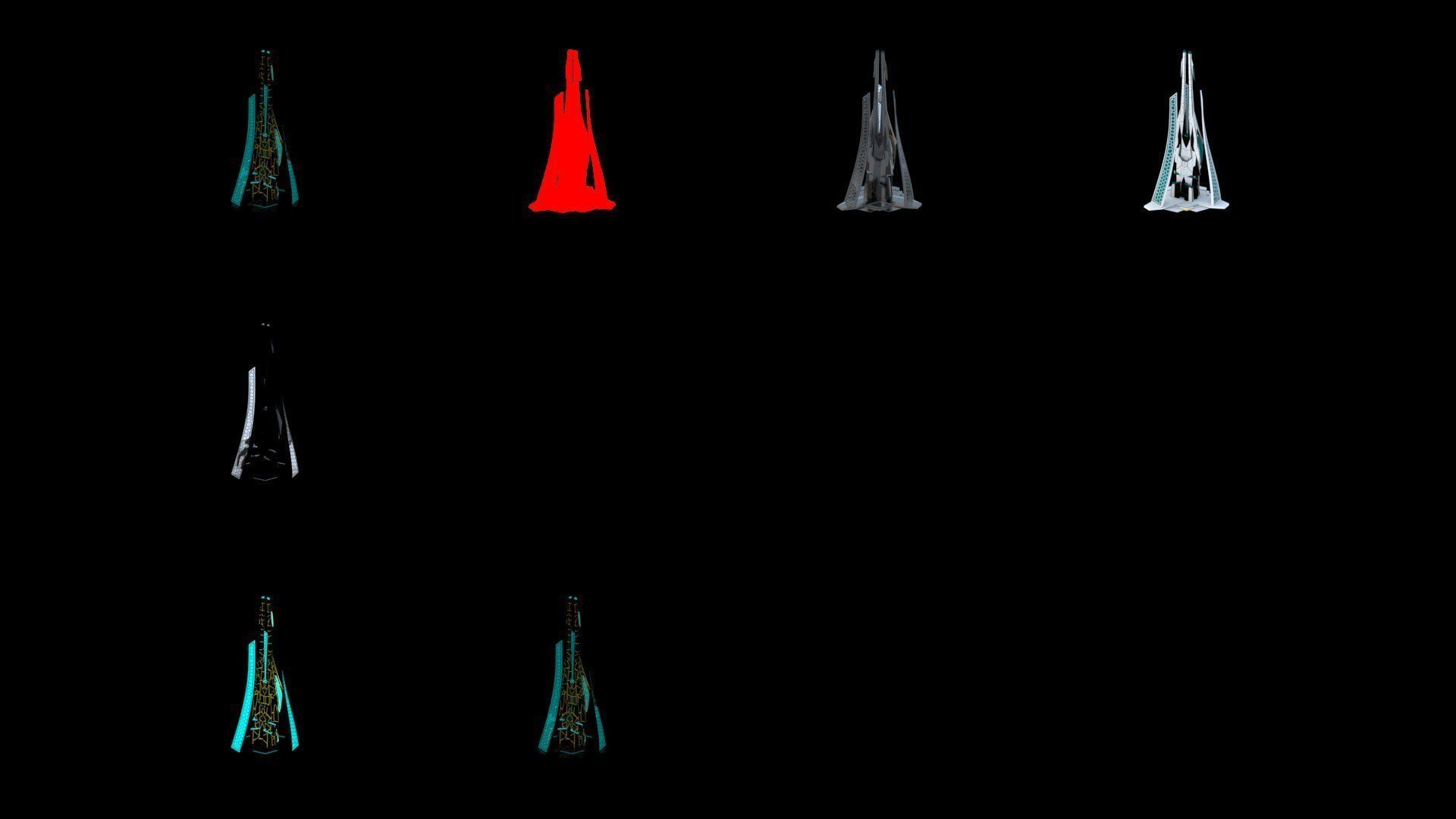 Sci-Fi Futuristic Future City Skyscraper Building 3D model_4