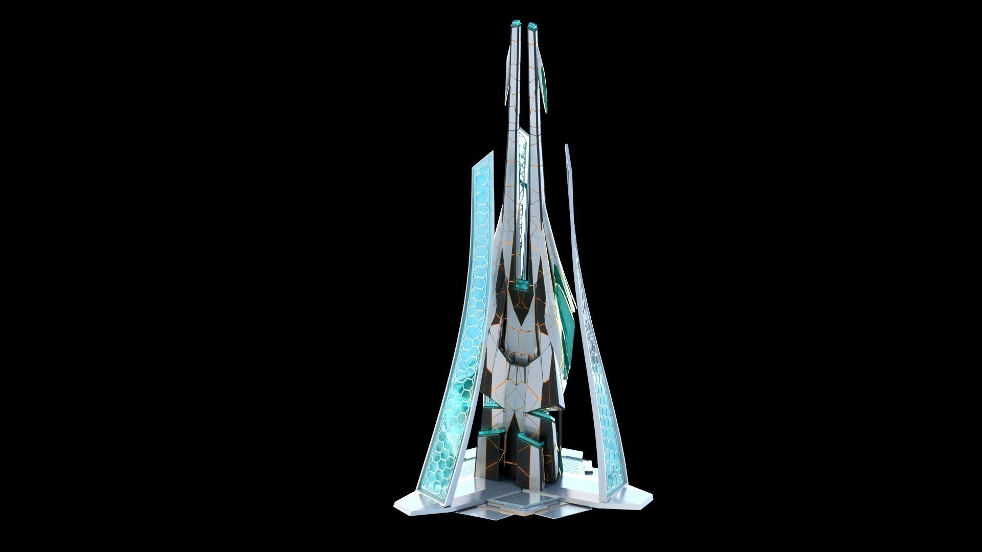 Sci-Fi Futuristic Future City Skyscraper Building 3D model_1