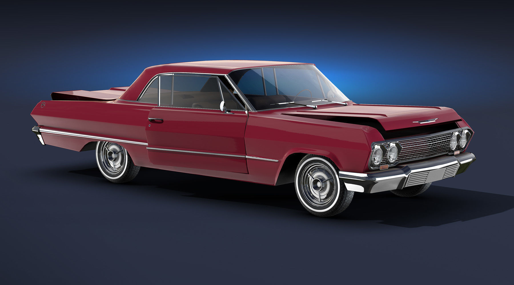 Chevrolet Impala 1963 Low-Poly Low-poly 3D model_4
