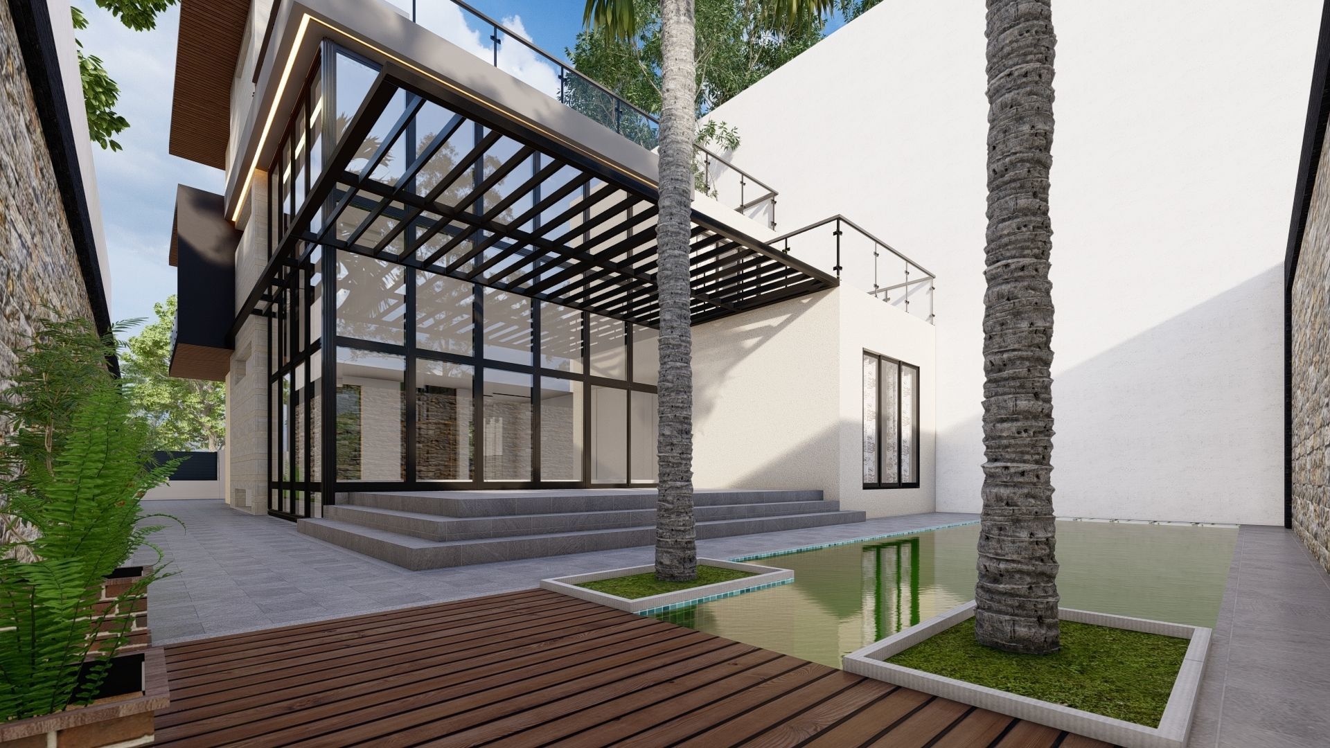 villa  casa Low-poly 3D model_5