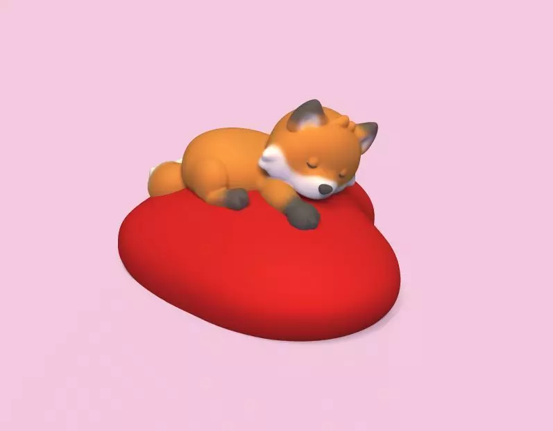 Sleeping Fox Heart 3D print model