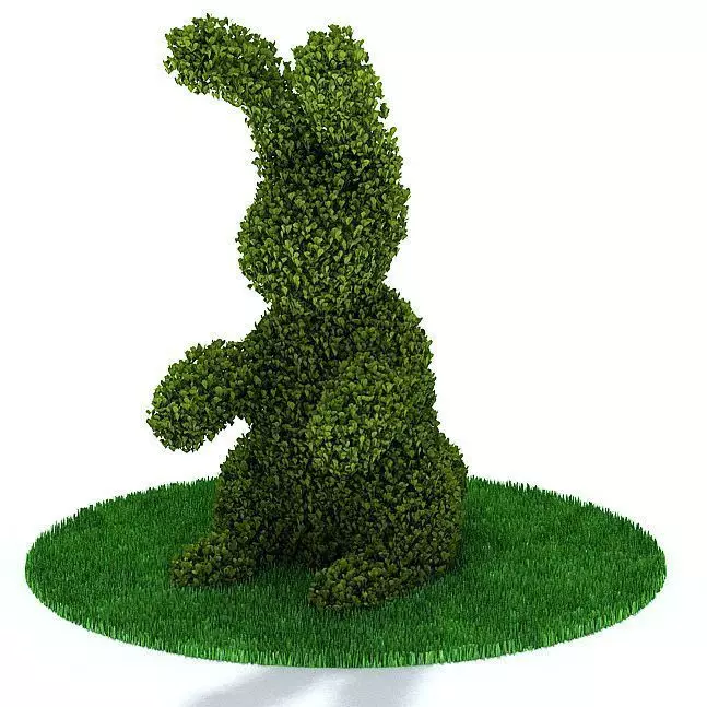 Green Rabbit Shaped Bush 3D model
