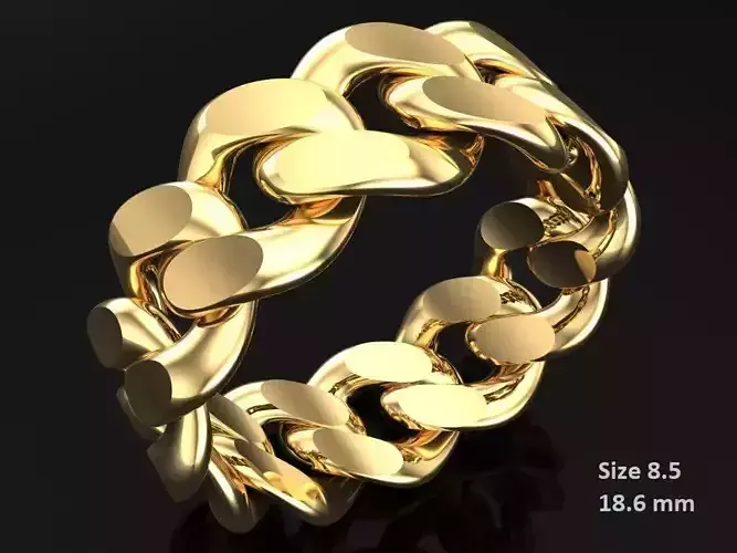 Chain ring - Miami Cuban ring - Link ring - Size 8dot5 - N8531B