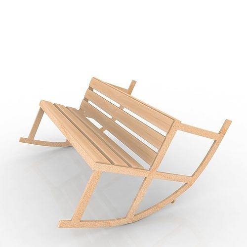 Bench rocking made of wood 3D model