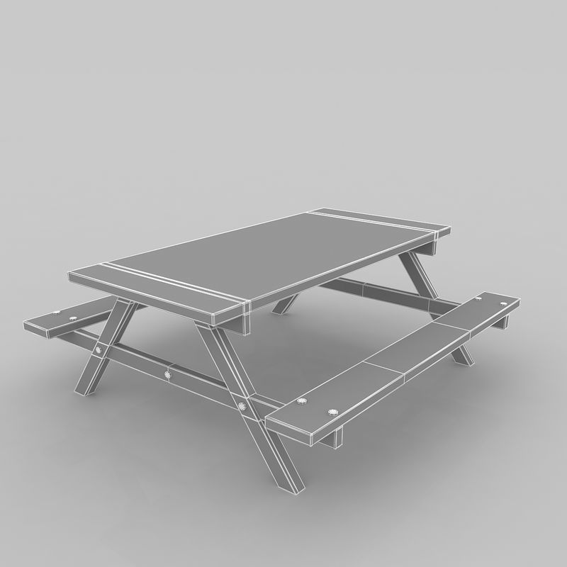 Hotal Bench 3D model_4