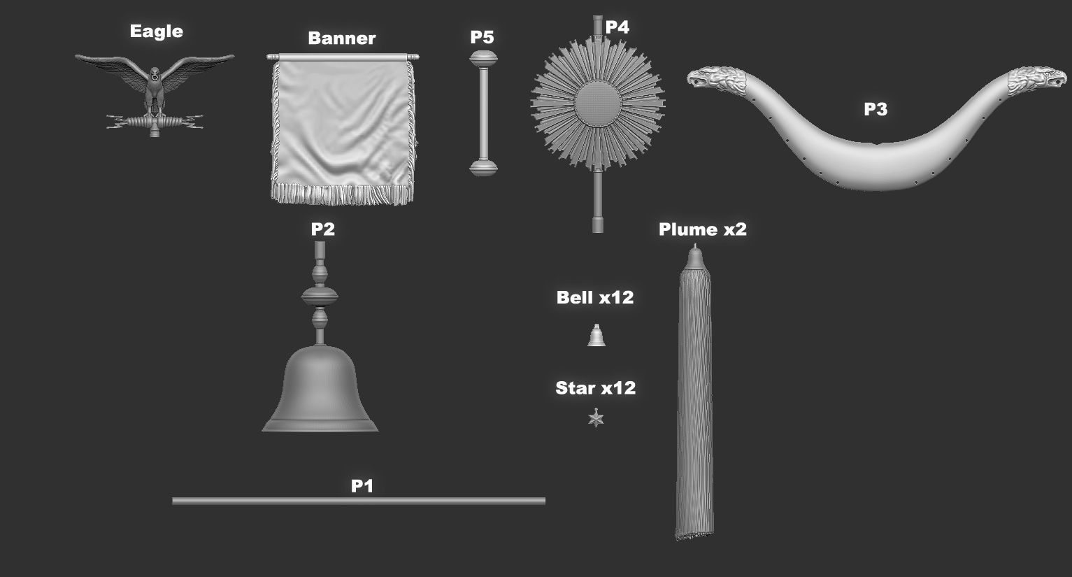  nazi banner schellenbaum 3D print model_3