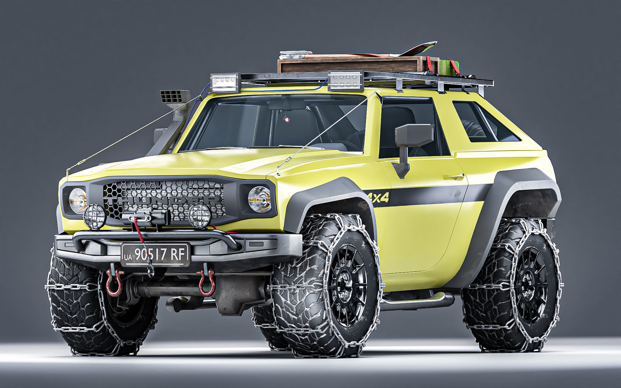 Generic Offroad SUV 4x4 vehicle Customizable Kitbash Pack Low-poly 3D model_2