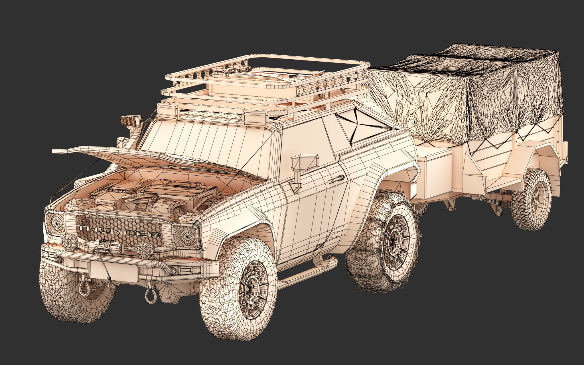 Generic Offroad SUV 4x4 vehicle Customizable Kitbash Pack Low-poly 3D model_19
