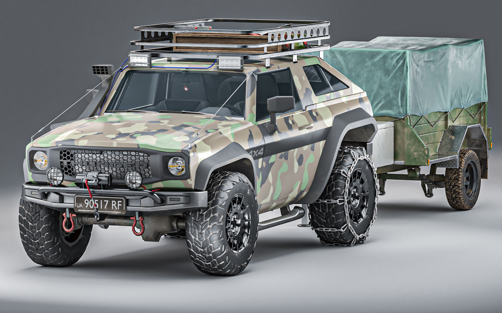 Generic Offroad SUV 4x4 vehicle Customizable Kitbash Pack Low-poly 3D model_11