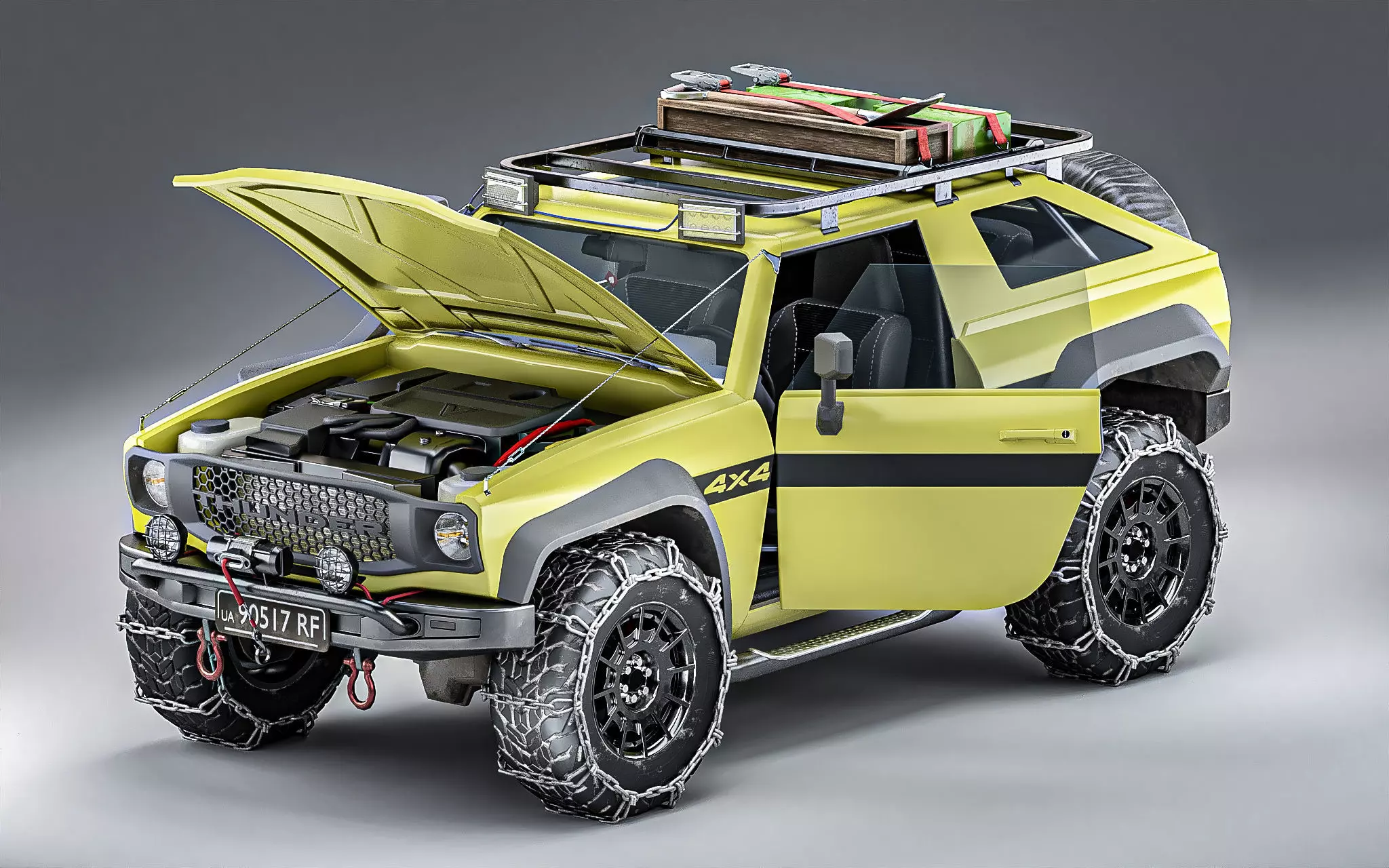 Generic Offroad SUV 4x4 vehicle Customizable Kitbash Pack Low-poly 3D model_0