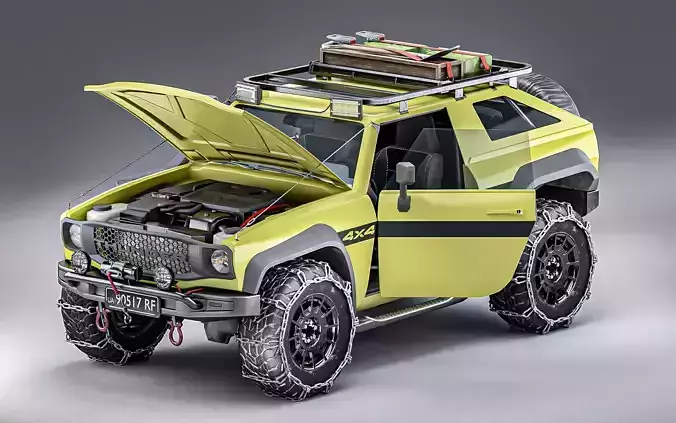 Generic Offroad SUV 4x4 vehicle Customizable Kitbash Pack Low-poly 3D model