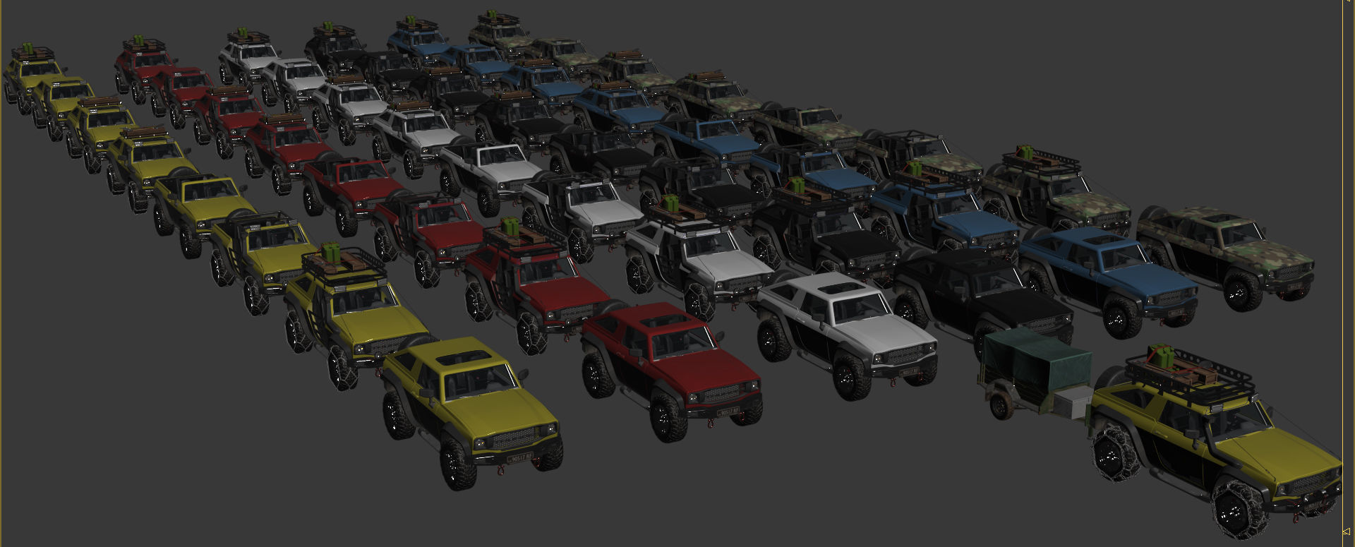 Generic Offroad SUV 4x4 vehicle Customizable Kitbash Pack Low-poly 3D model_16