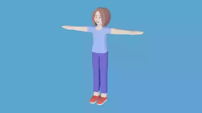 Rigged Cartoon Character Woman 1