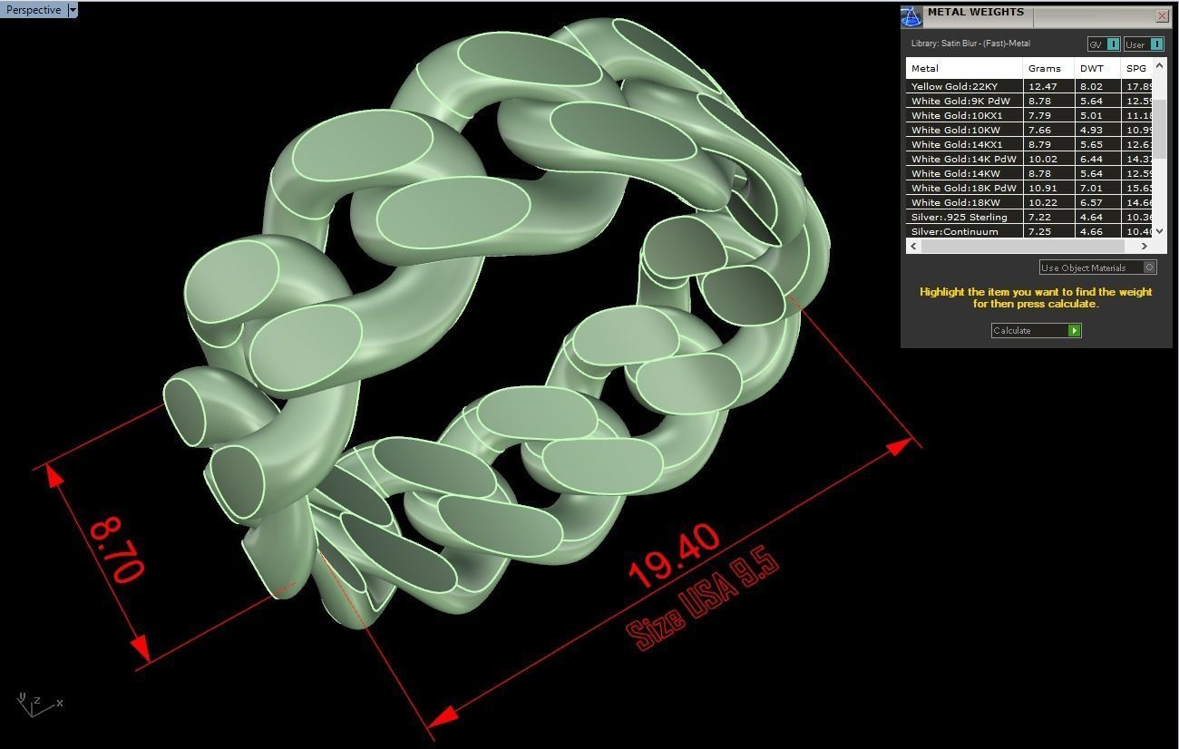 Chain ring - Miami Cuban ring - Link ring - Size 9dot5 - N8531B 3D print model_1