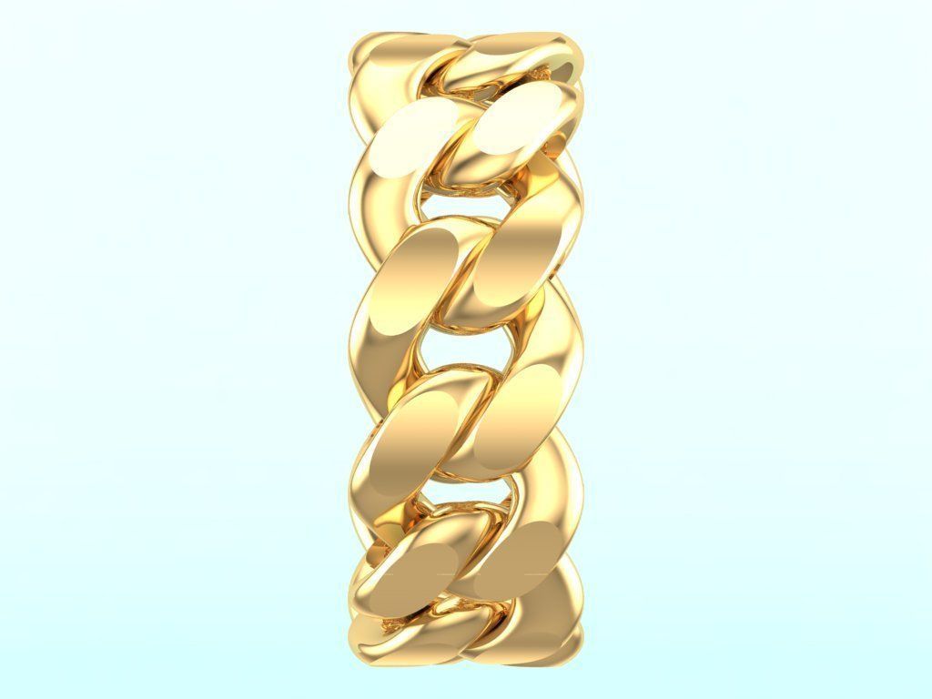Chain ring - Miami Cuban ring - Link ring - Size 9dot5 - N8531B 3D print model_8