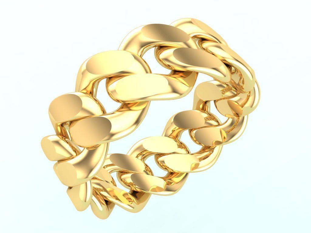 Chain ring - Miami Cuban ring - Link ring - Size 9dot5 - N8531B 3D print model_5
