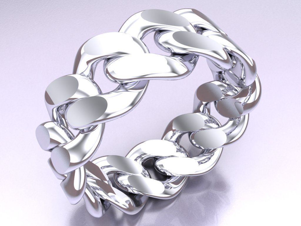 Chain ring - Miami Cuban ring - Link ring - Size 9dot5 - N8531B 3D print model_4