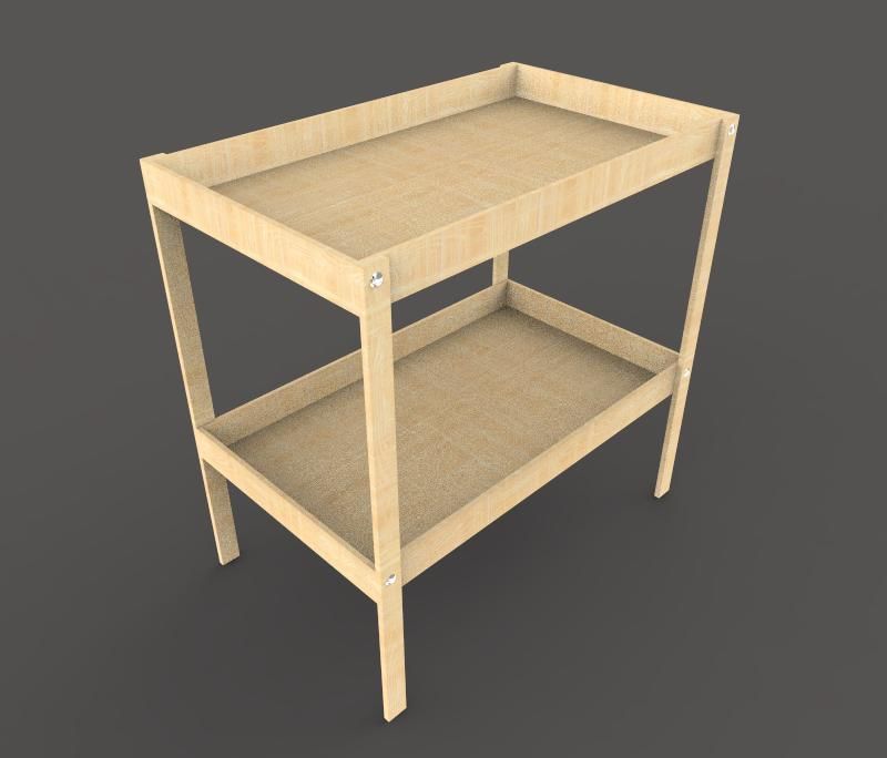 Changing Table Low-poly 3D model_3