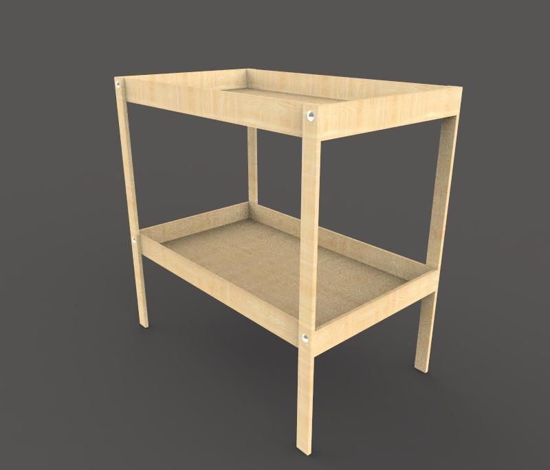 Changing Table Low-poly 3D model_2
