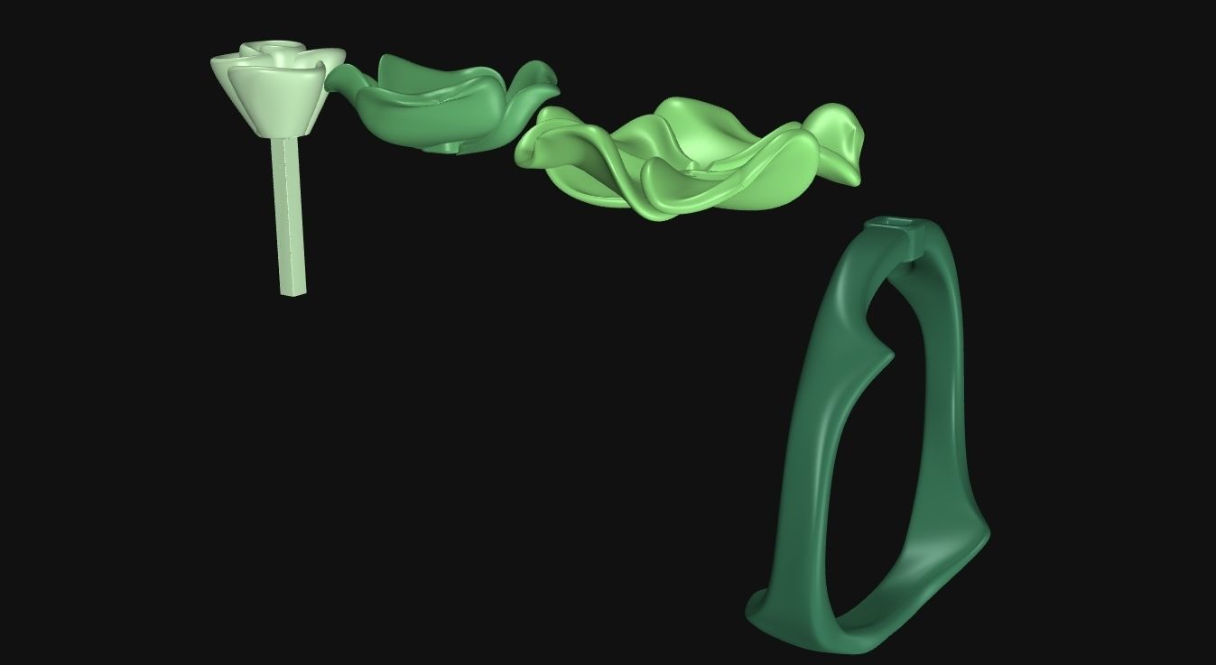 The Rose Ring - Gold 3D print model_12