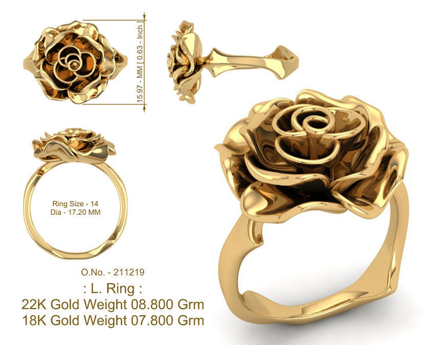 The Rose Ring - Gold 3D print model_6