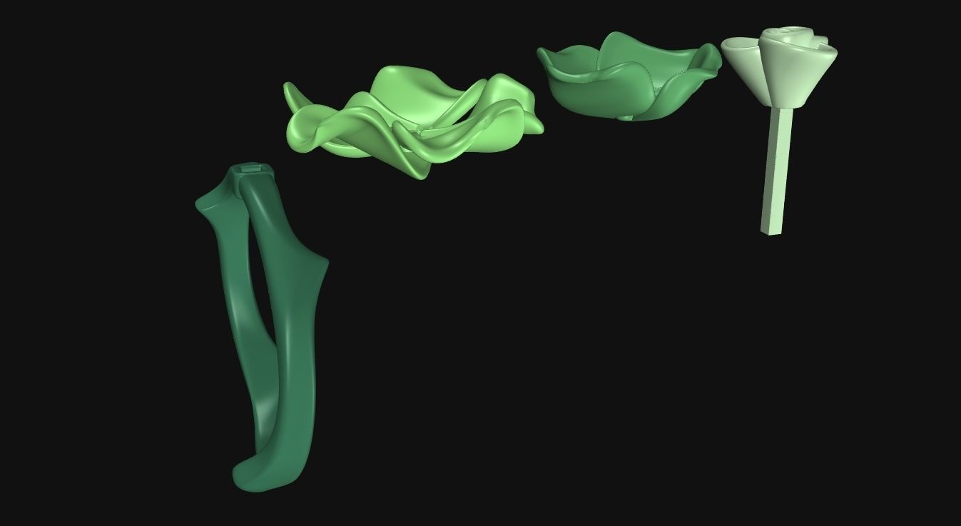 The Rose Ring - Gold 3D print model_11