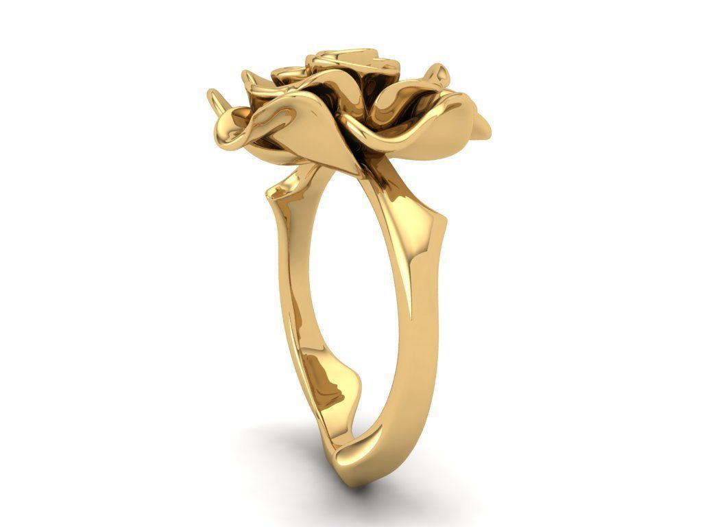 The Rose Ring - Gold 3D print model_4