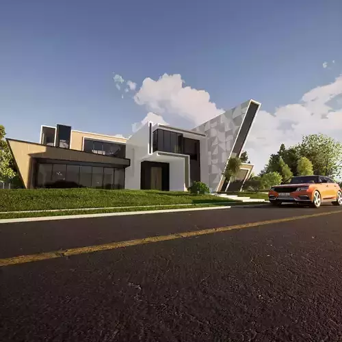 Futuristic villa exterior 3D model