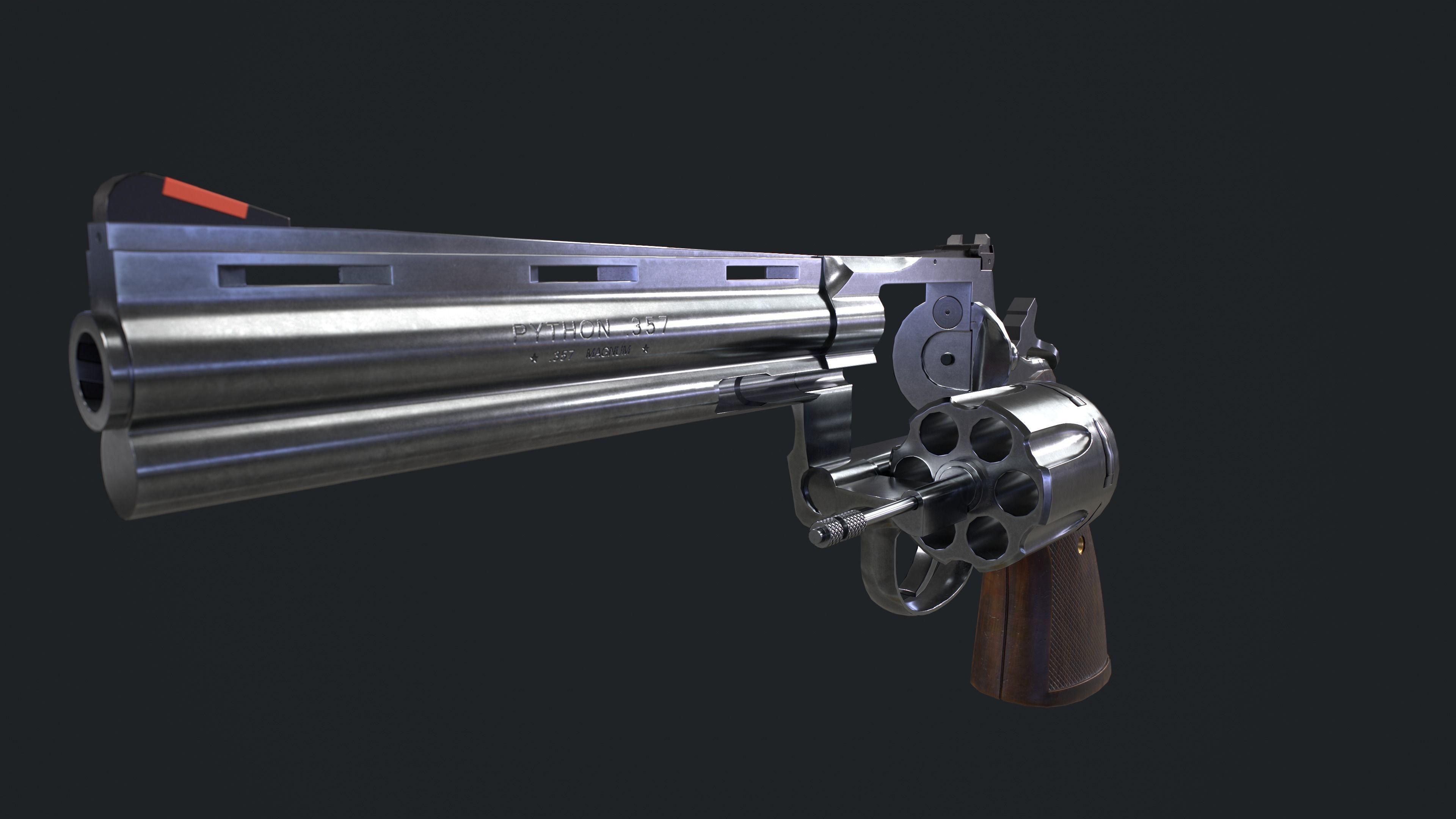 Colt Python 357 with Ammo Box and Bullets Low-poly 3D model_11