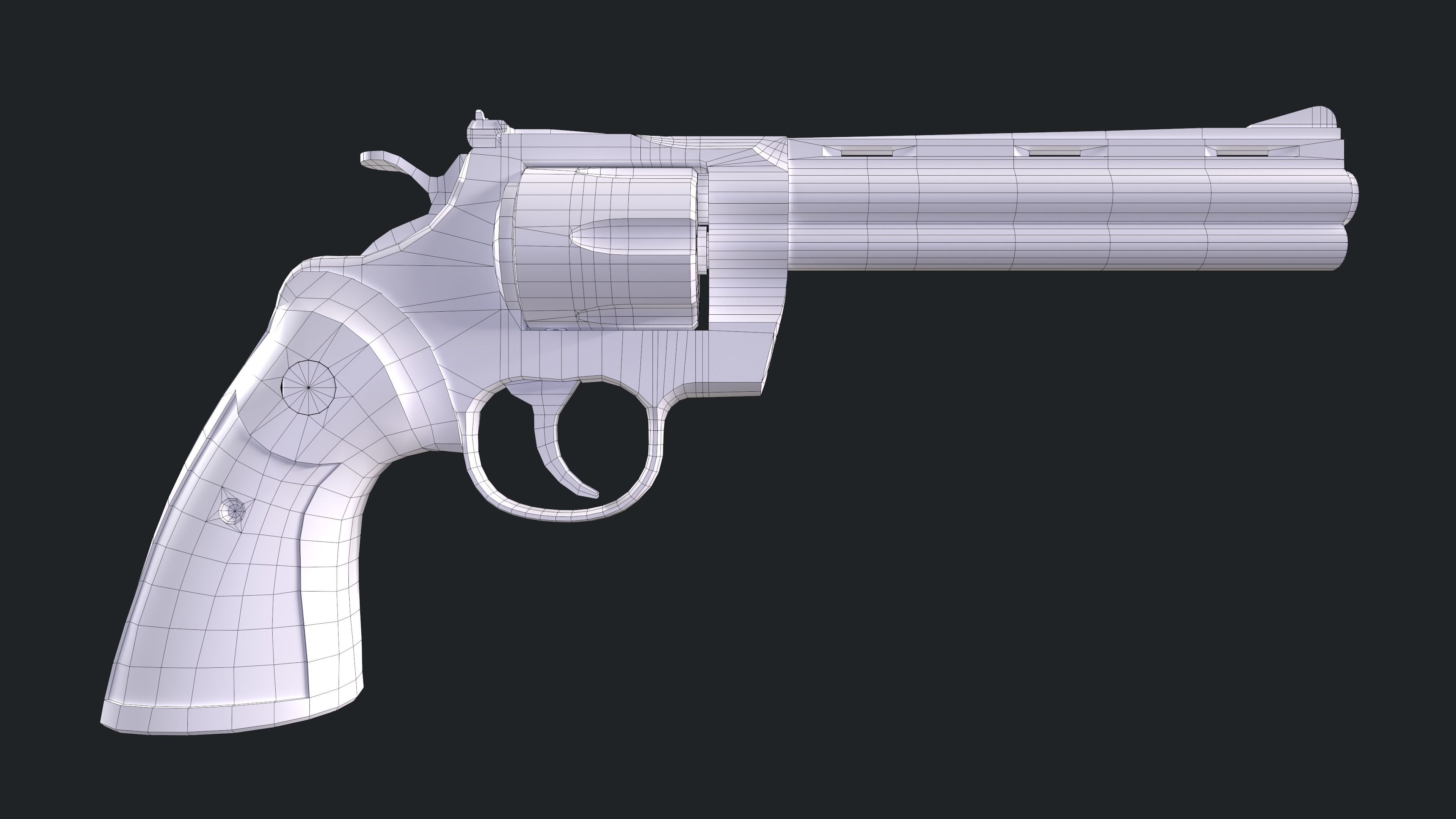 Colt Python 357 with Ammo Box and Bullets Low-poly 3D model_13