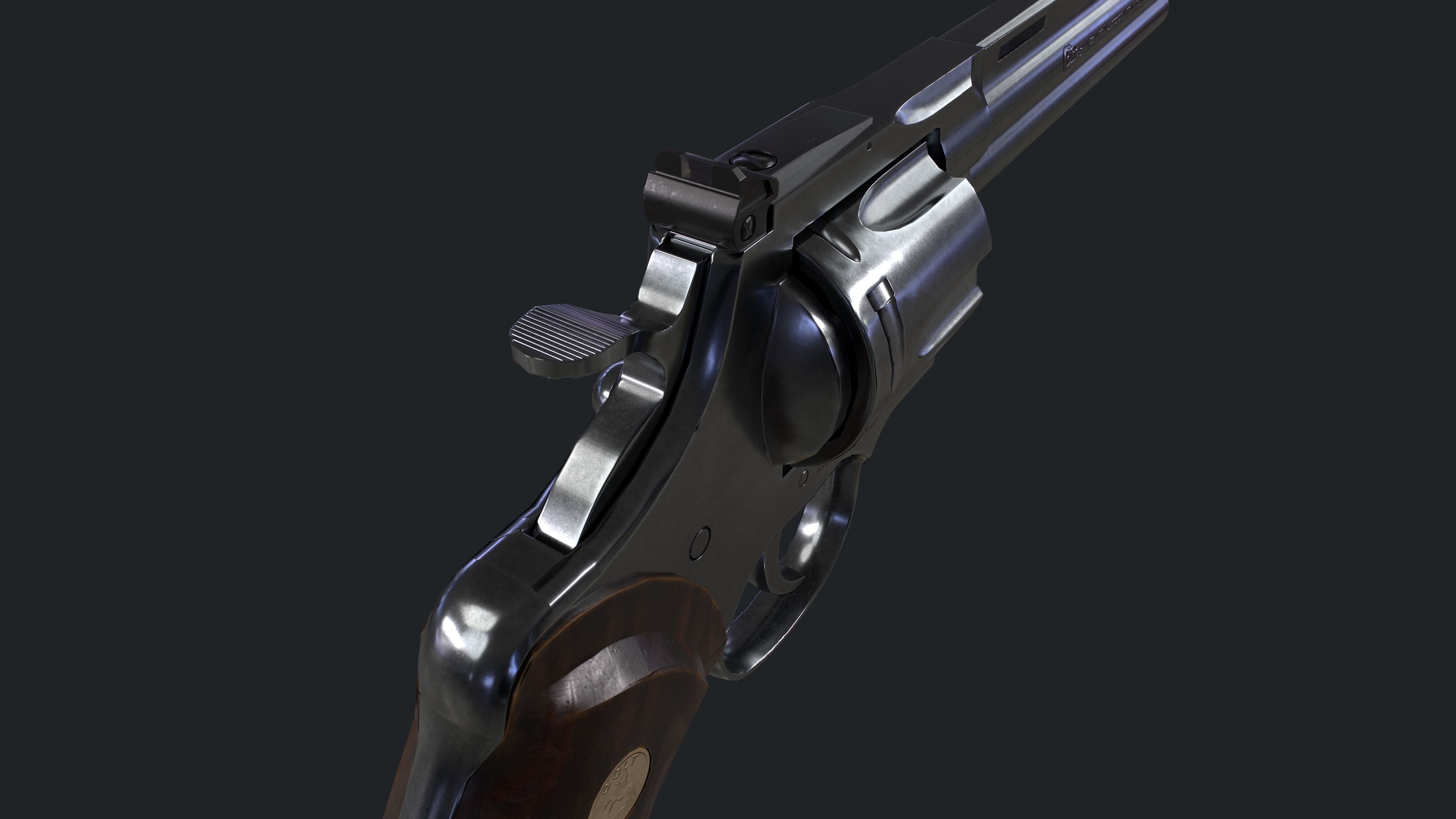 Colt Python 357 with Ammo Box and Bullets Low-poly 3D model_8